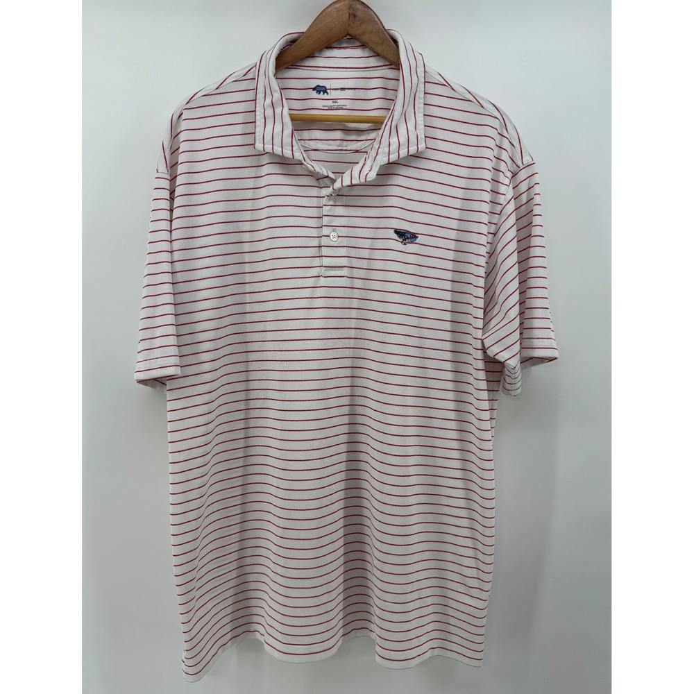 Onward Reserve Performance Polo Shirt Men XXL Red White Striped Fly Fishing Logo - Picture 3 of 7